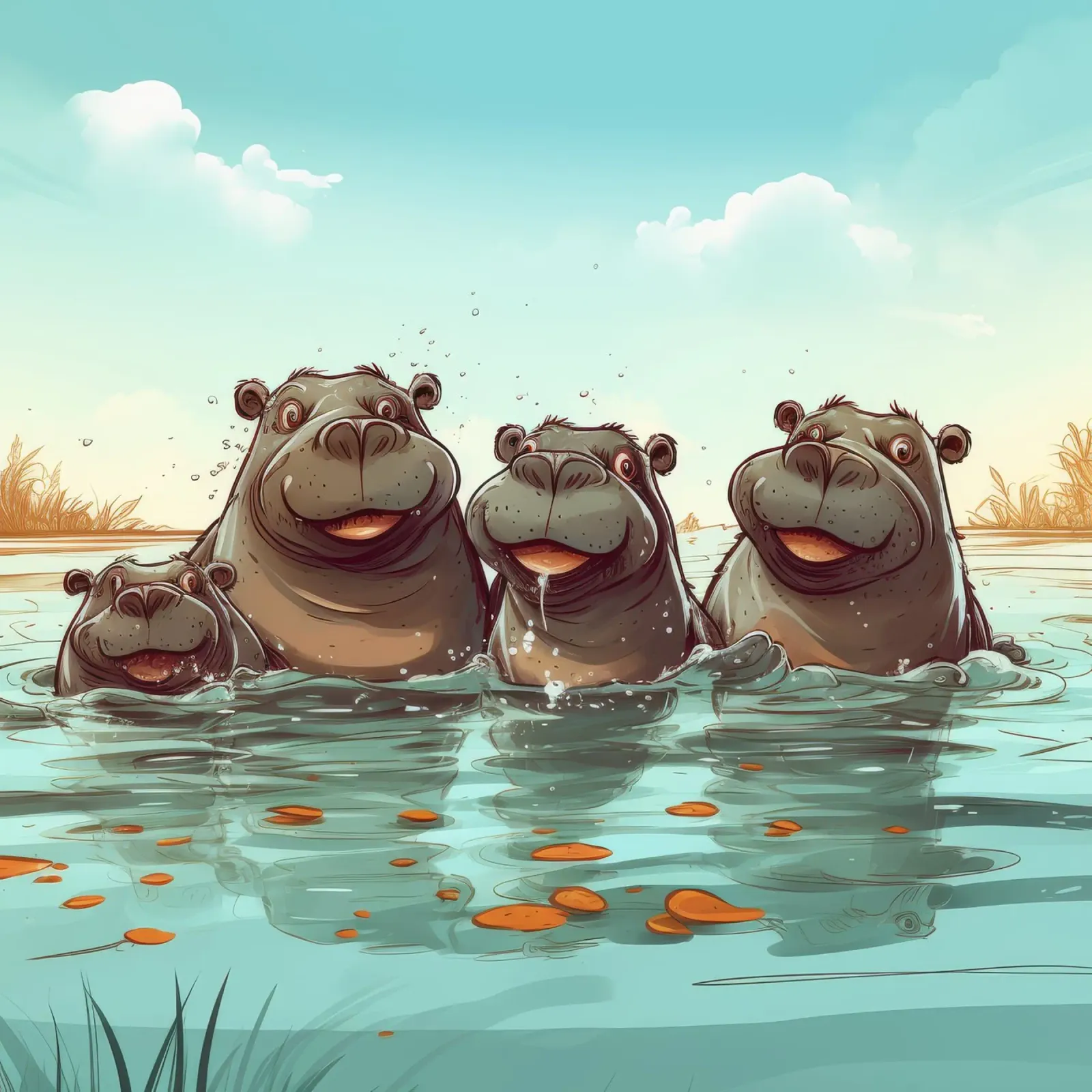 Retro Hippo Gang pellicola backlit da Funny Animals