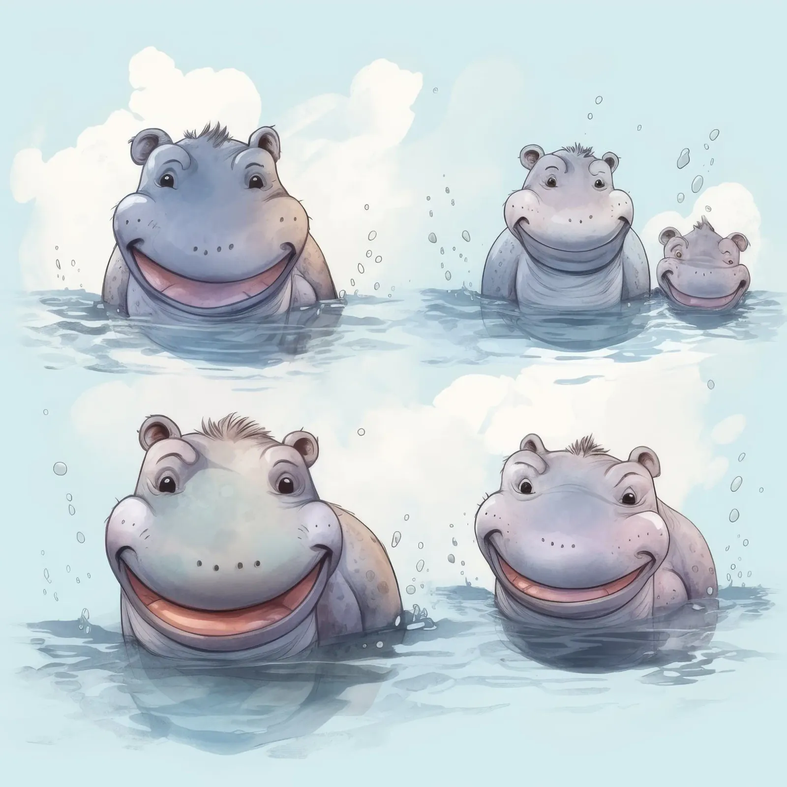 Retro Hippo Gang pellicola backlit da Funny Animals