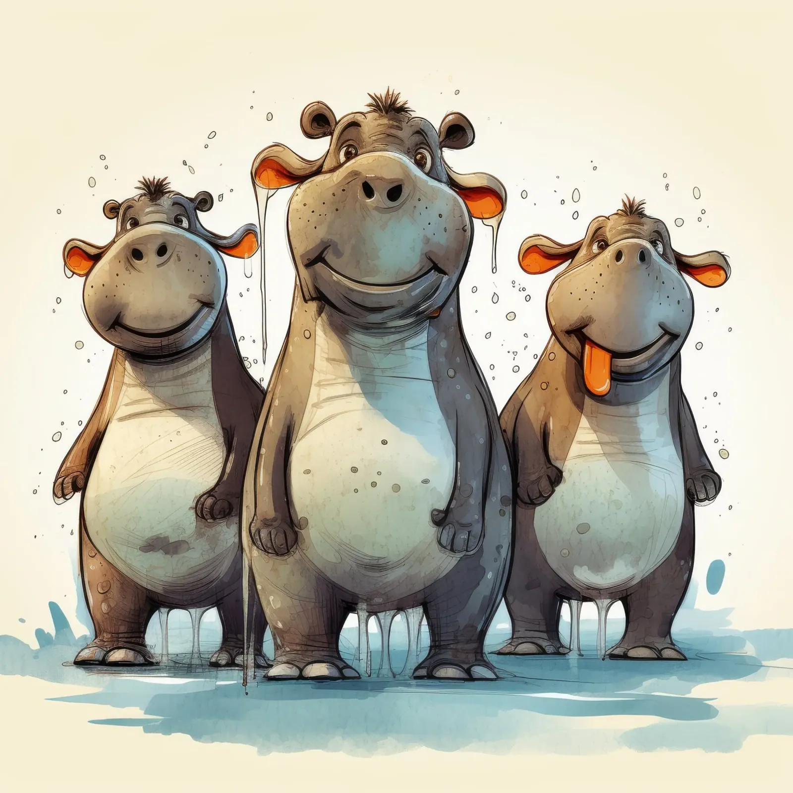 Retro Hippo Gang pellicola backlit da Funny Animals