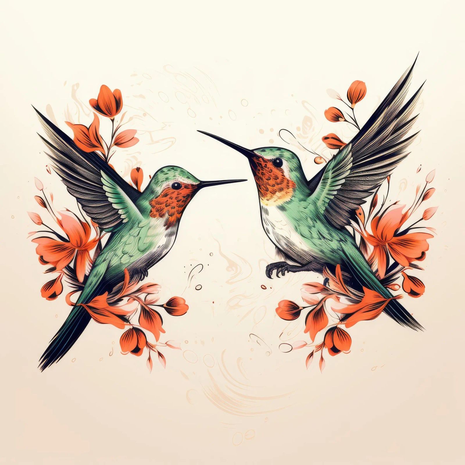 Retro Hummingbird Duo poster by Funny Animals