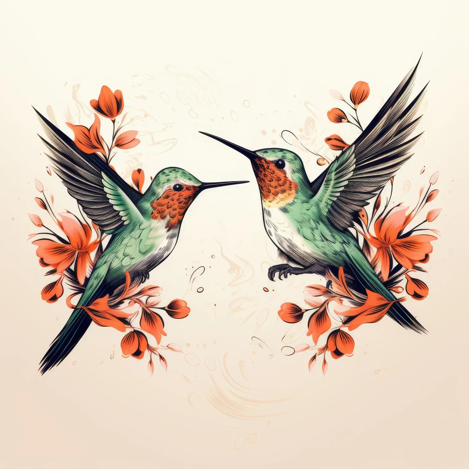 Duo di colibrì retrò alluminio dibond da Funny Animals