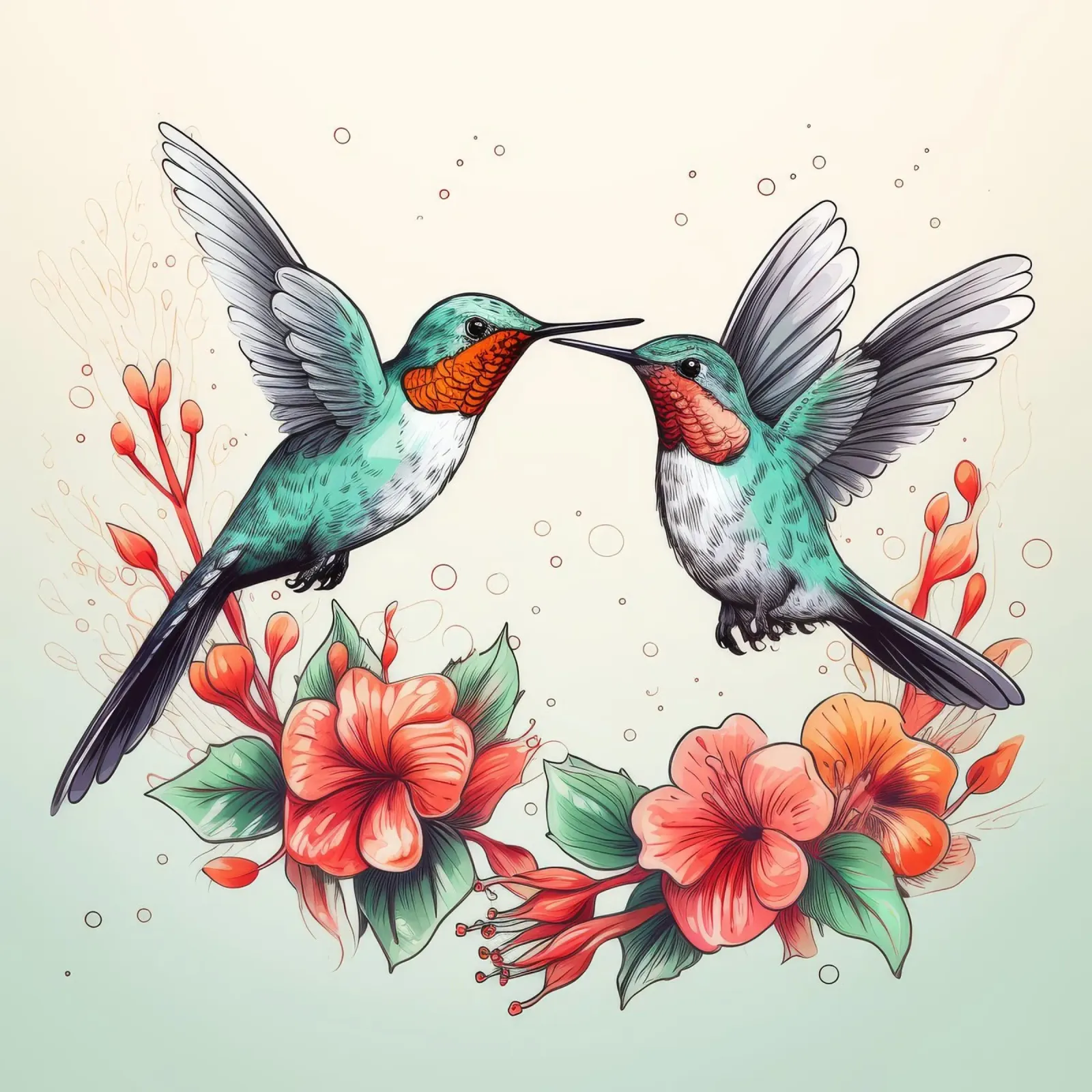 Duo di colibrì retrò poster da Funny Animals