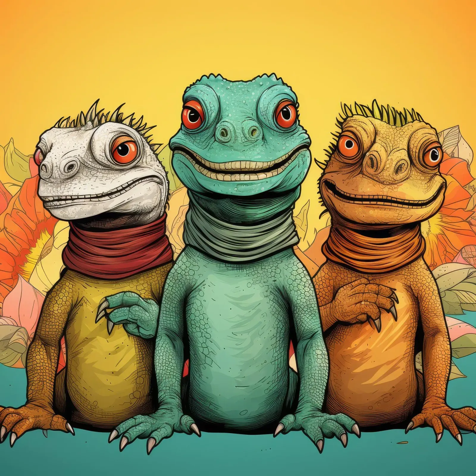 Retro Iguana Gang pellicola backlit da Funny Animals