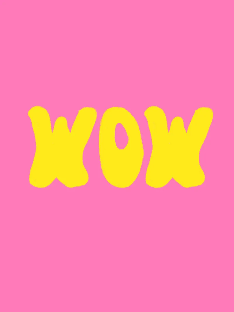 Scritta WOW giallo su rosa carta hahnemühle da Alisa Knöß