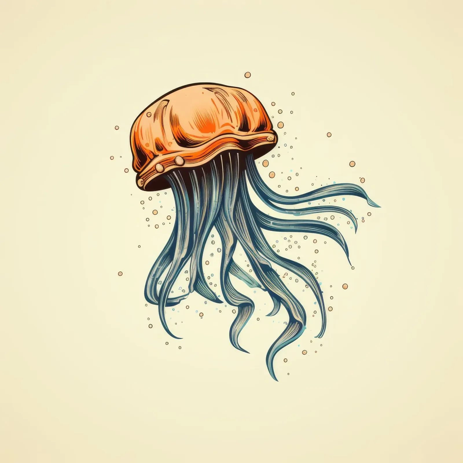 Cartoni animati retrò Funny Cute Jellyfish poster con telaio in plastica da Funny Animals