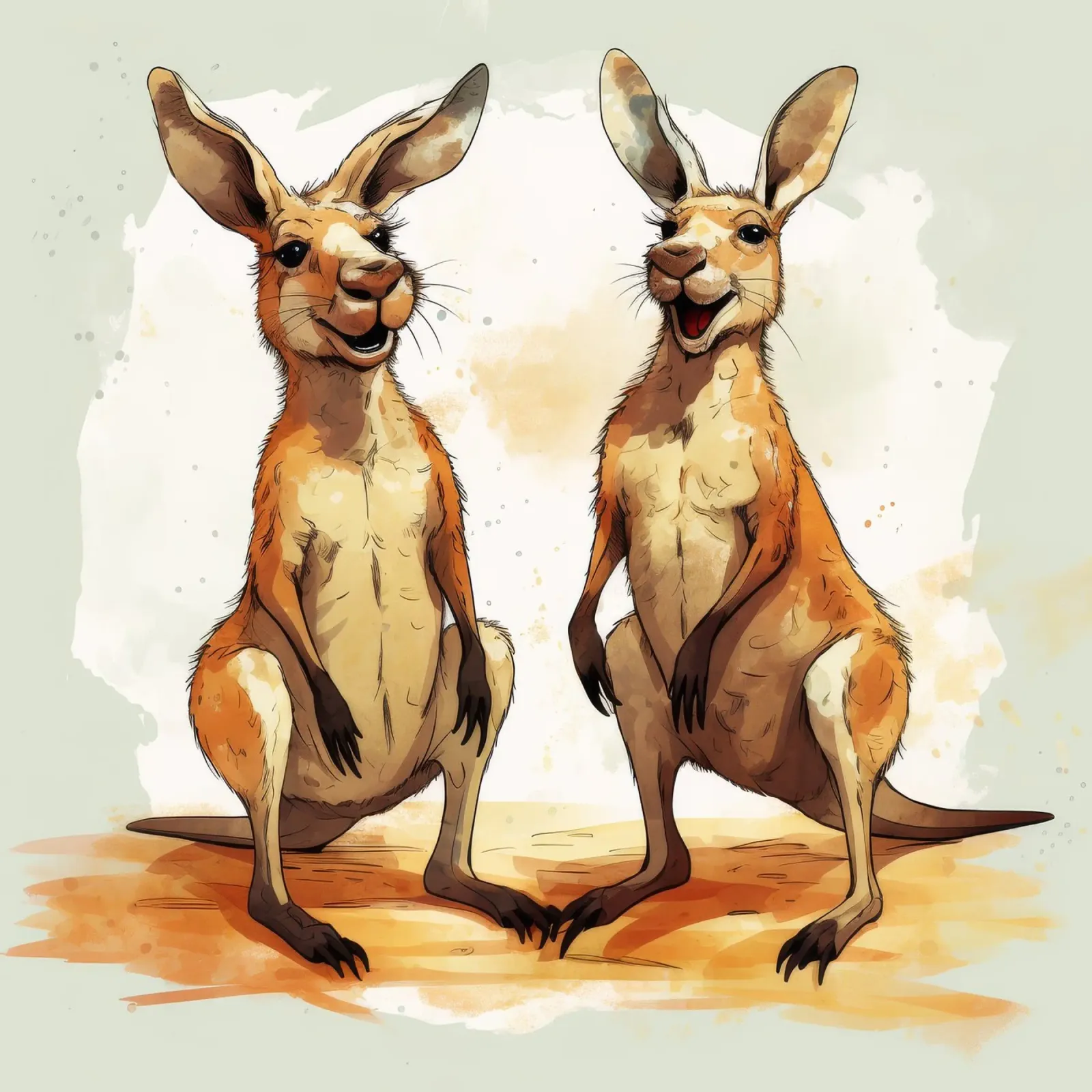 Retro Känguru Duo Hahnemühle von Funny Animals