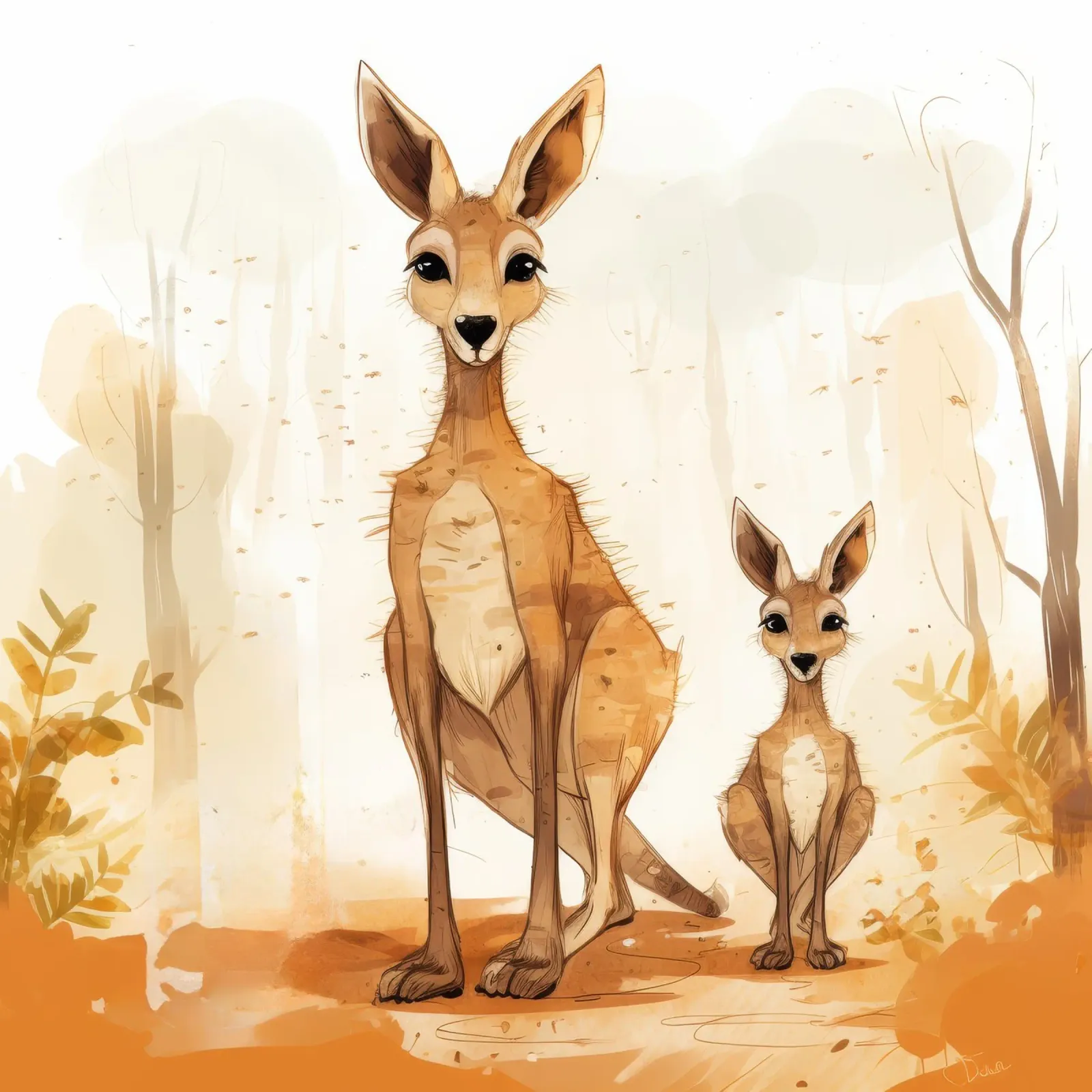Retro Känguru Duo Hahnemühle von Funny Animals