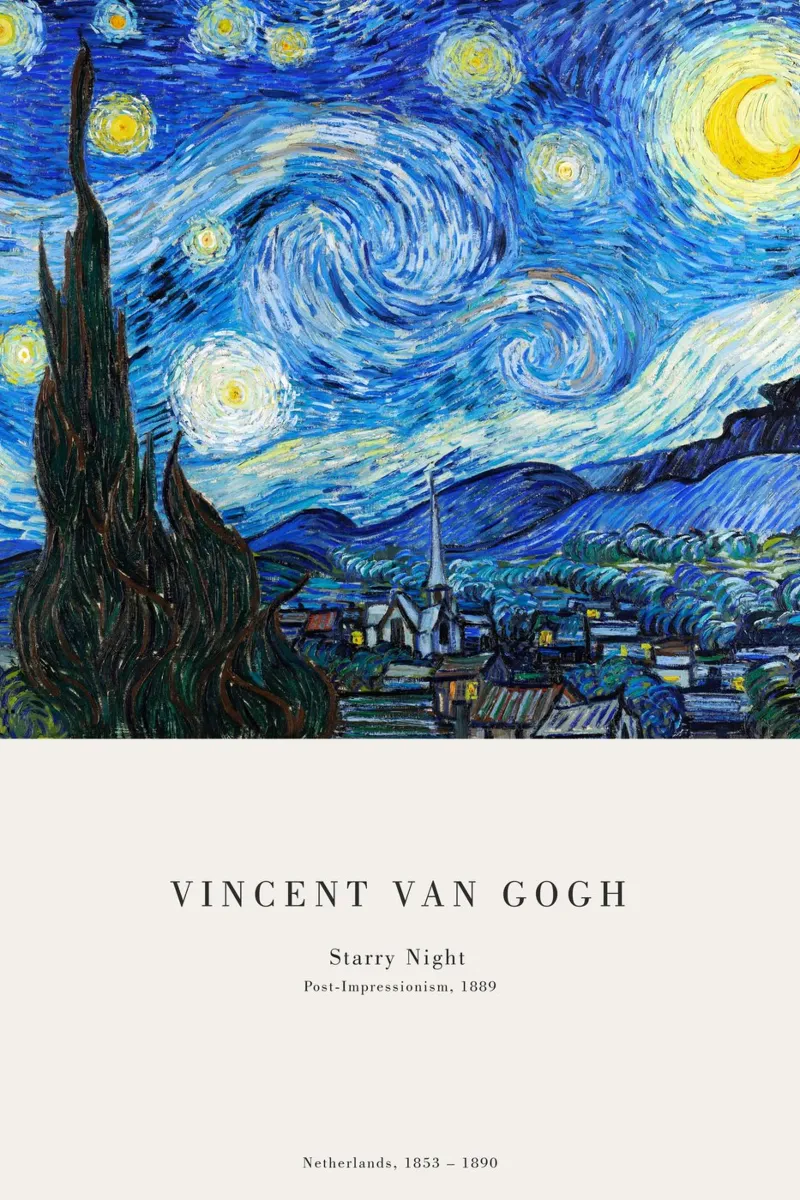 van Gogh - Notte stellata 1889 poster con telaio in legno da Old Masters