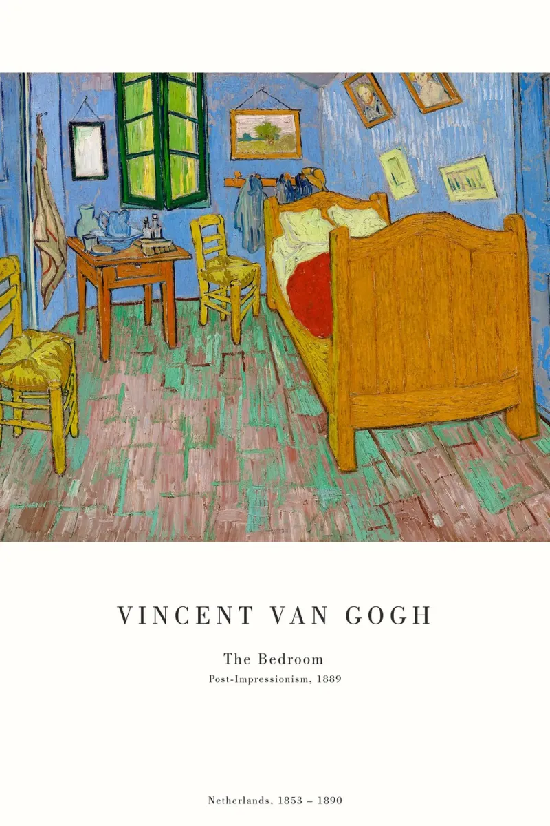 van Gogh - La camera da letto poster con telaio in alluminio da Old Masters