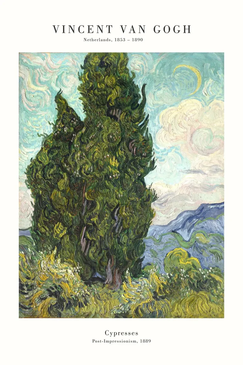 van Gogh - Zypresses poster con telaio in plastica da Old Masters