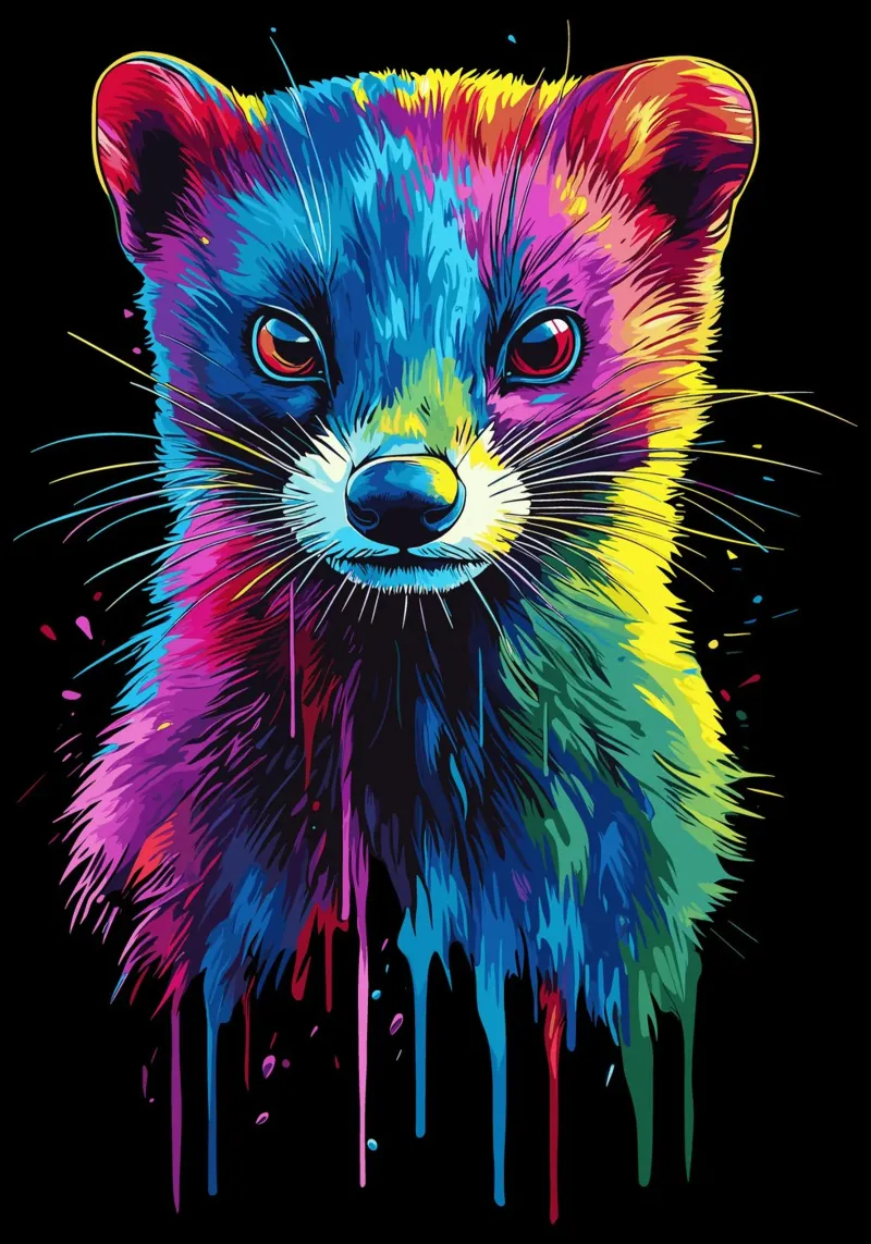 Donnola colorata dallo sguardo intenso carta hahnemühle da pixelbull - medieval art and more