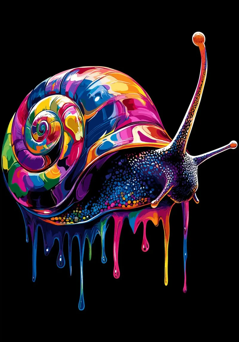 Lumaca colorata con spirale gocciolante pellicola backlit da pixelbull - medieval art and more