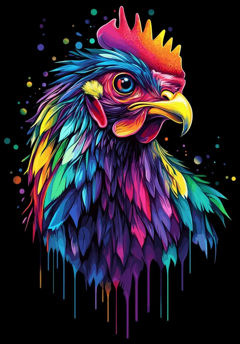 Un gallo maestoso con un'esplosione di colori pellicola backlit da pixelbull - medieval art and more