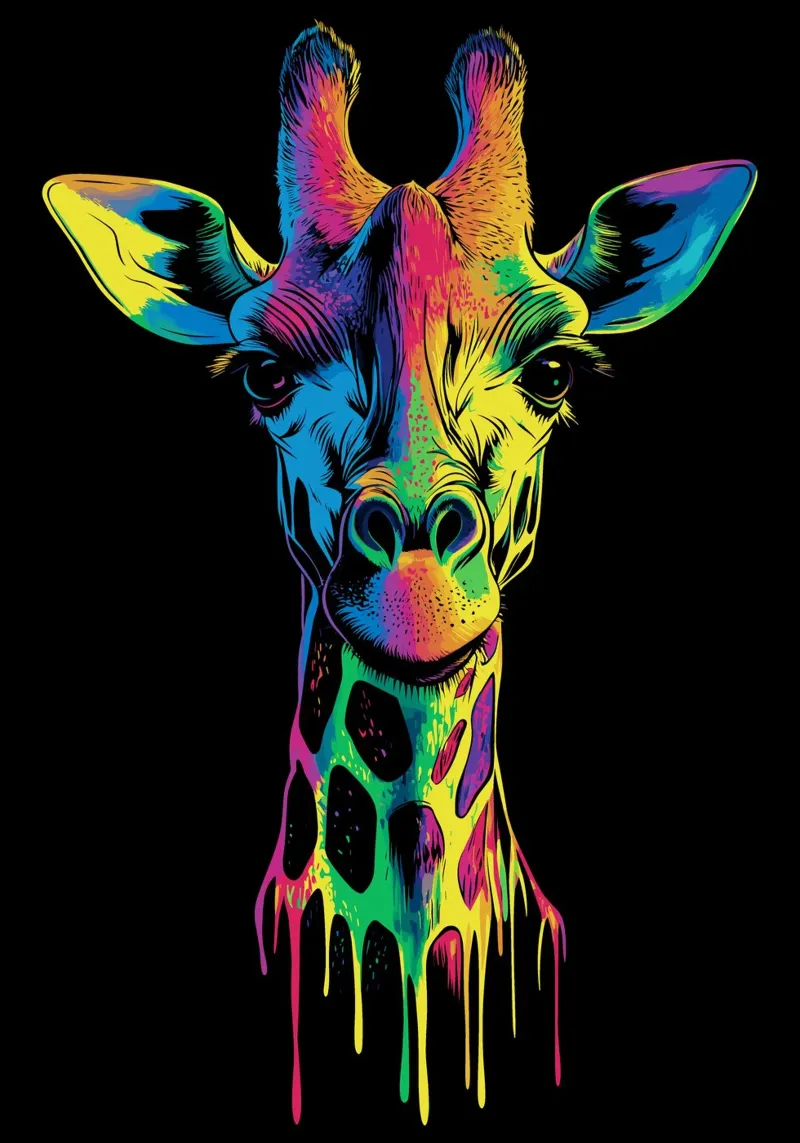 Effetto fusione colorata con ritratto di giraffa pellicola backlit da pixelbull - medieval art and more