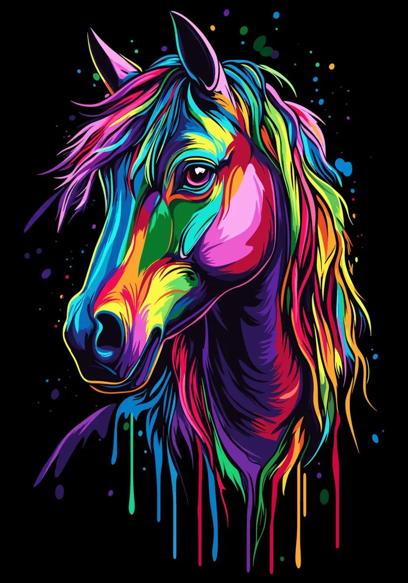 Ritratto di cavallo colorato con colori fluidi pellicola backlit da pixelbull - medieval art and more