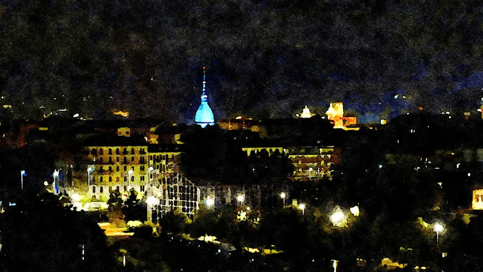 Torino di notte pellicola backlit da Massimo Frascogna