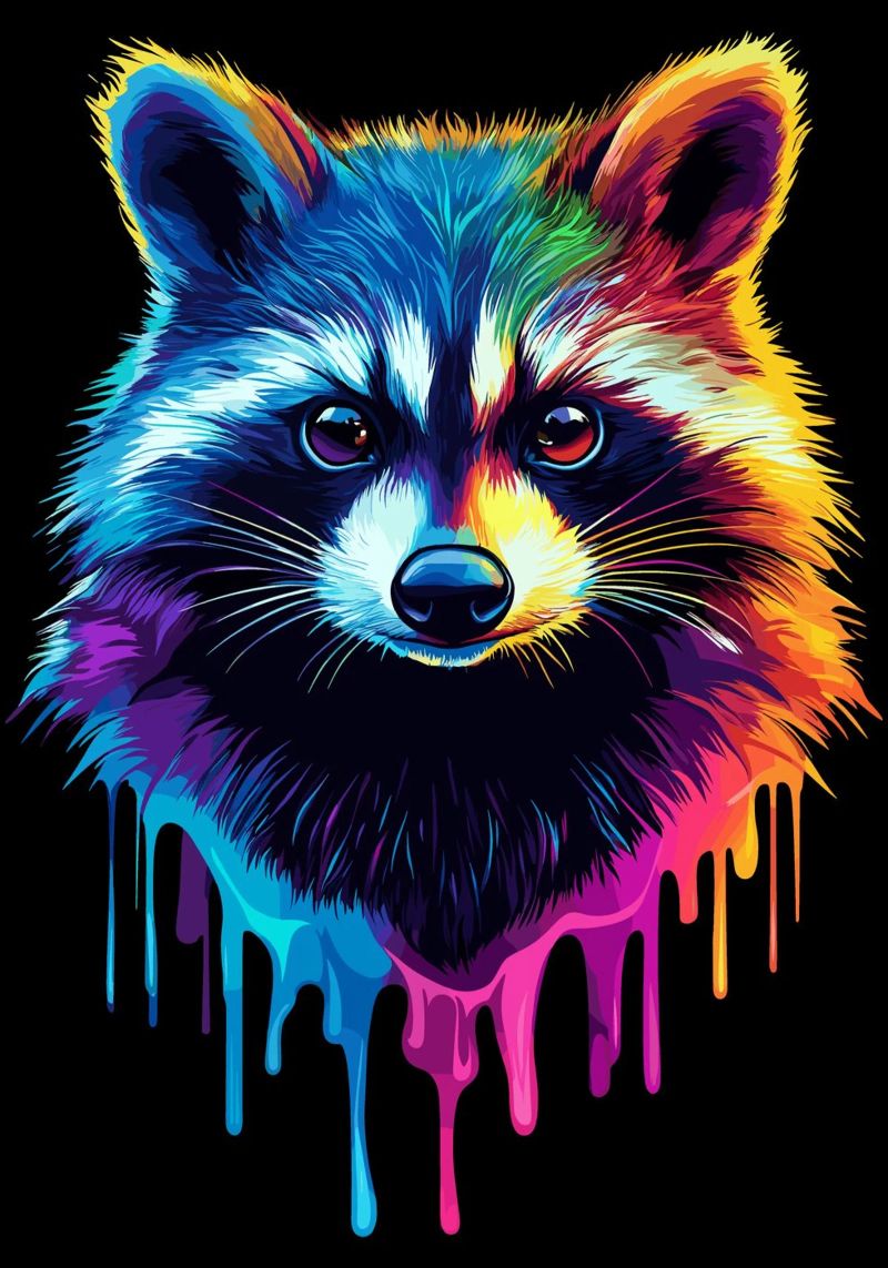 Procione nei colori dell'arcobaleno con sfumatura di colore plexiglass da pixelbull - medieval art and more