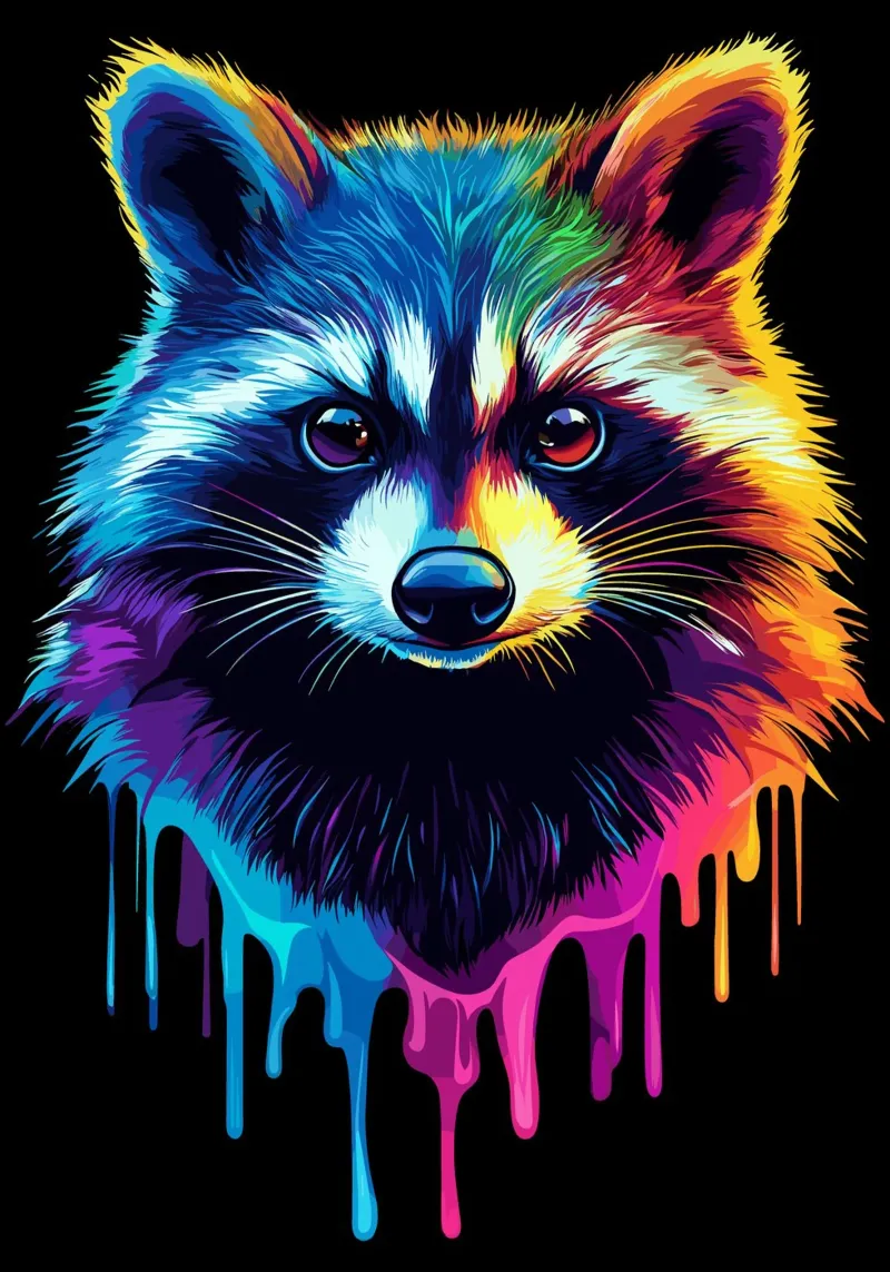 Procione nei colori dell'arcobaleno con sfumatura di colore plexiglass da pixelbull - medieval art and more