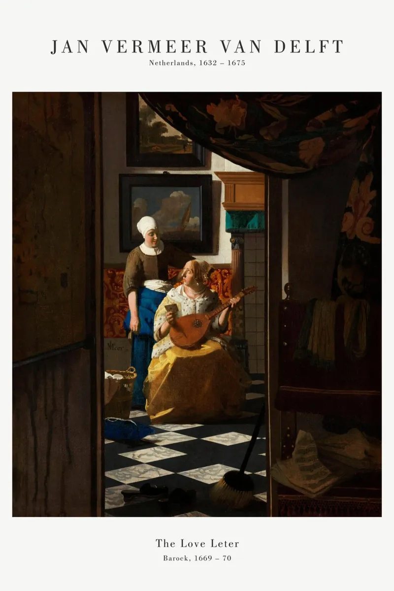 Jan Vermeer - La lettera d'amore alluminio dibond da Old Masters