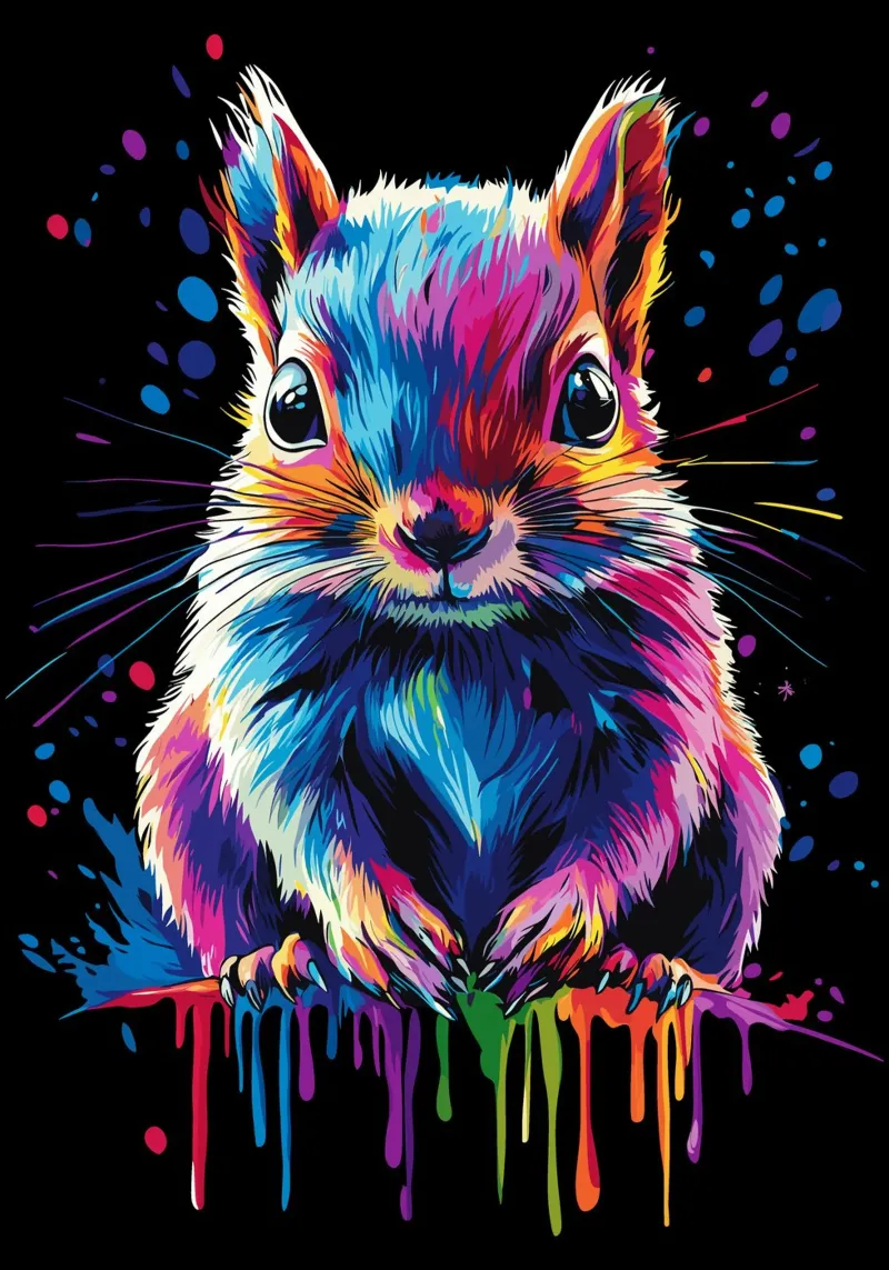 Colourful squirrel with colour gradient effect canvas by pixelbull - medieval art and more