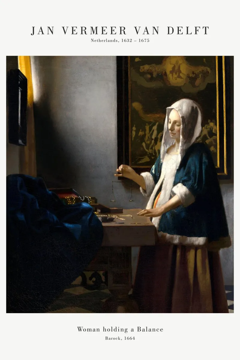 Jan Vermeer - Donna con bilancia pellicola backlit da Old Masters