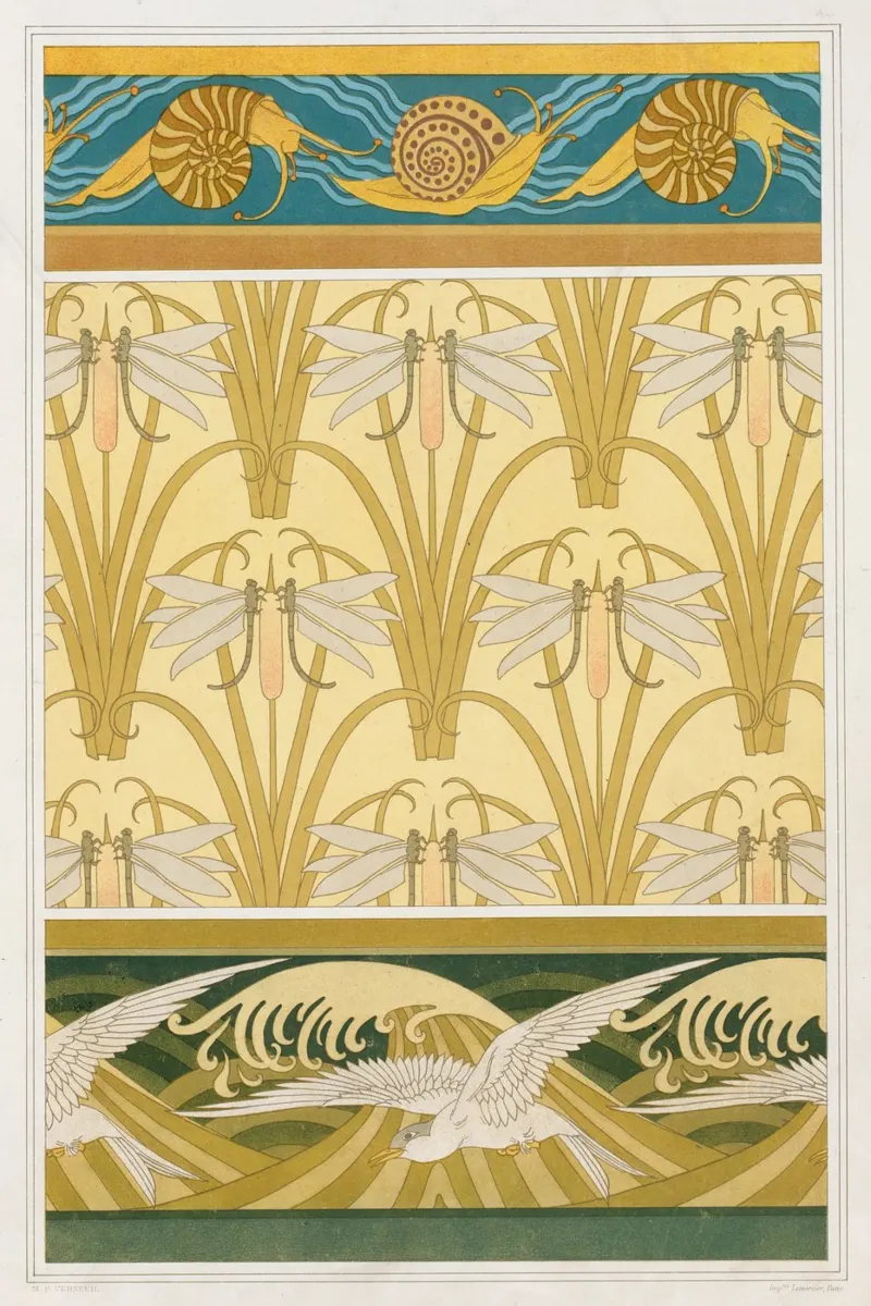 Maurice Pillard Verneuil - Libellula e lumache di gabbiano carta hahnemühle da Old Masters