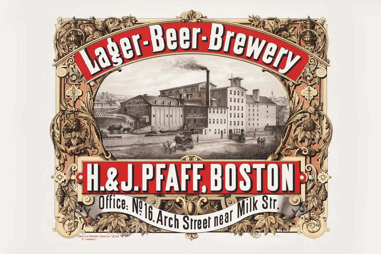 Poster d'epoca - Birra lager Pfaff Brewery poster con telaio in alluminio da Old Masters