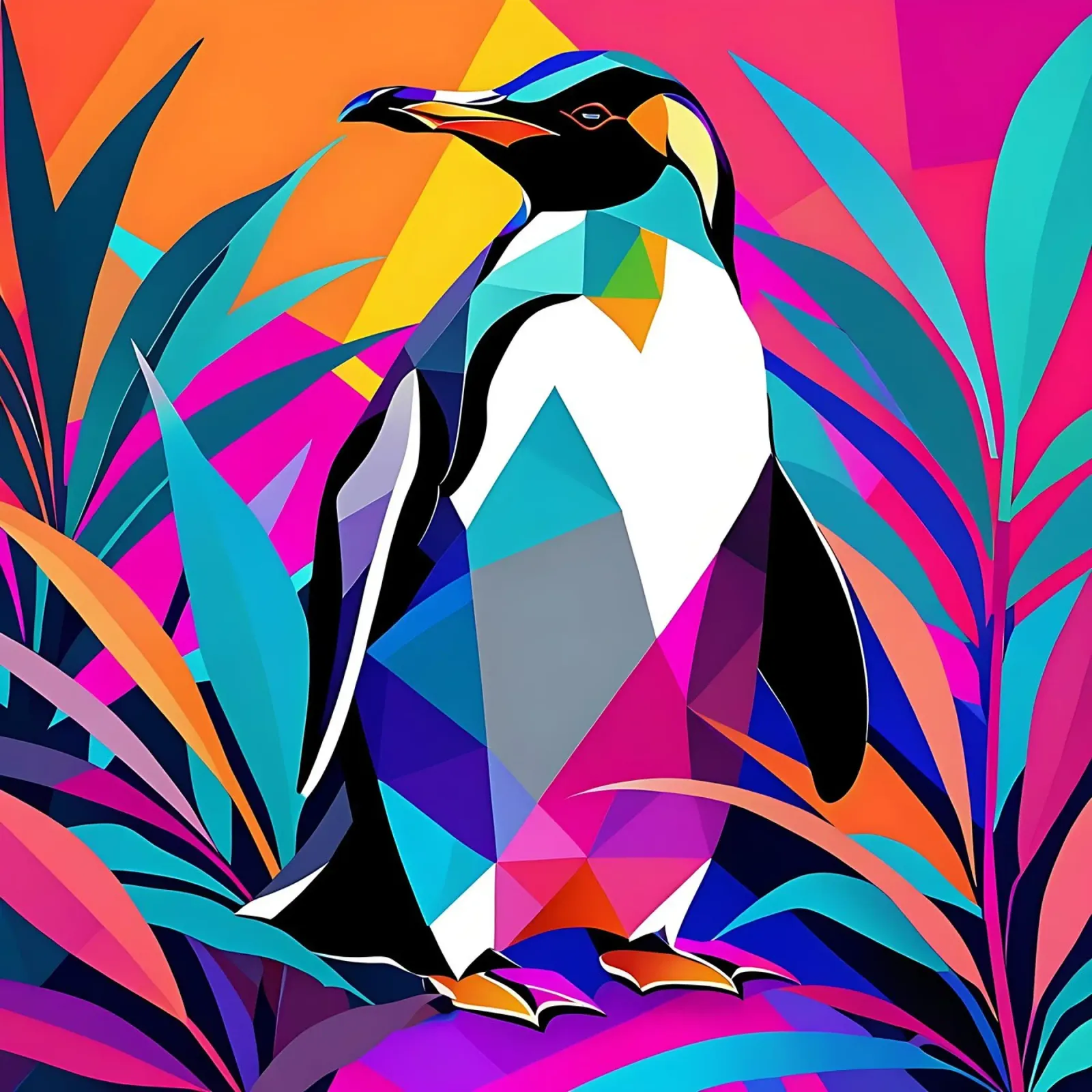 Pinguino_Stil_E_1 carta hahnemühle da Tierisch bunt by LK