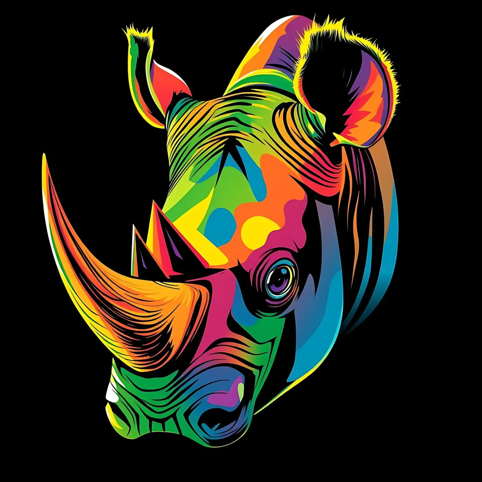 Nashorn_Stil_N_1 poster con telaio in legno da Tierisch bunt by LK