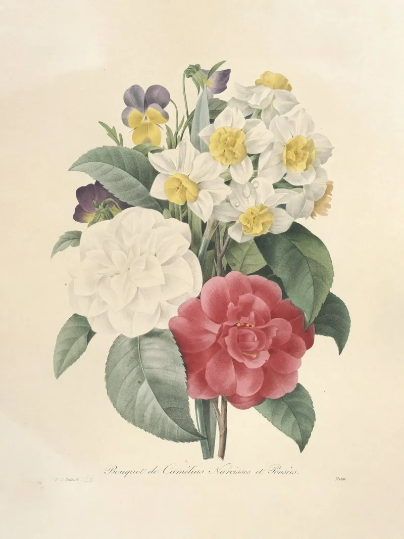 Victorian Floral Bouquet on Aged Paper – Vintage Botanical poster con telaio in plastica da Timeless Botanica