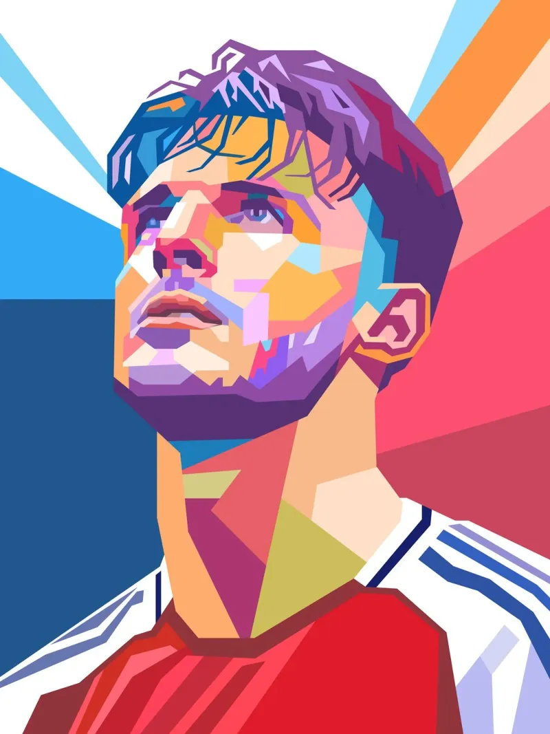 Pop art Declan Rice giocatore di calcio pellicola backlit da Hantamrata