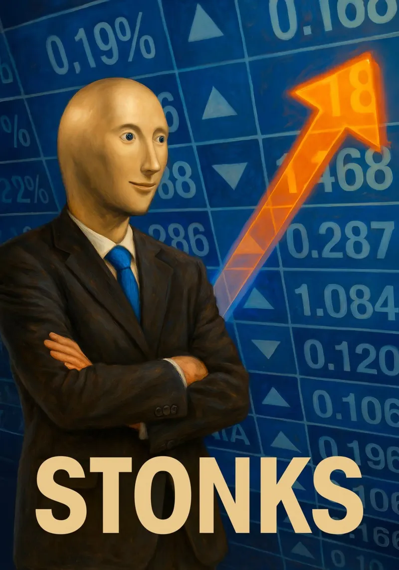 Stonks Meme Man Poster - Criptovalute, finanza, vibrazioni di successo poster da Lootprint