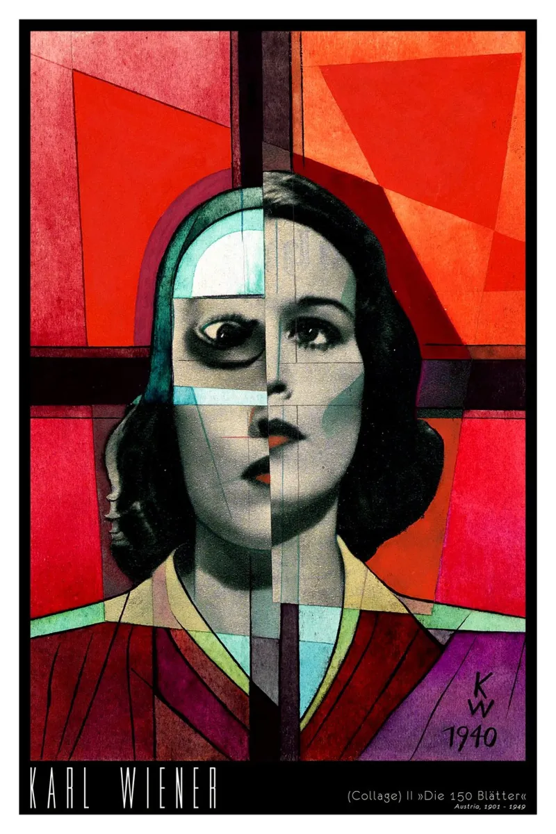 Karl Wiener - Collage II - I 150 fogli tela con Cornice a cassetta da Old Masters