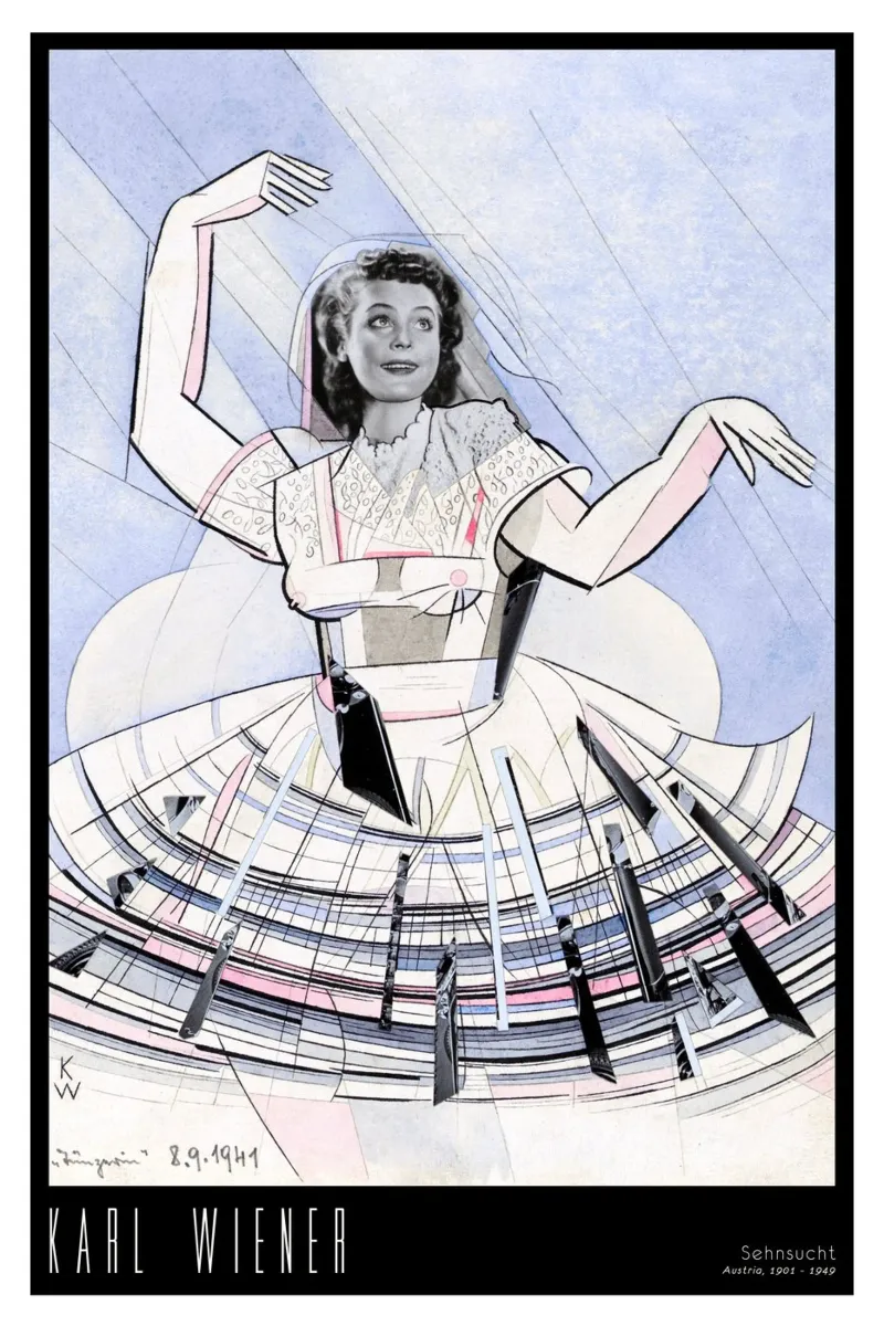 Karl Wiener - Collage di desiderio 02 poster con telaio in legno da Old Masters