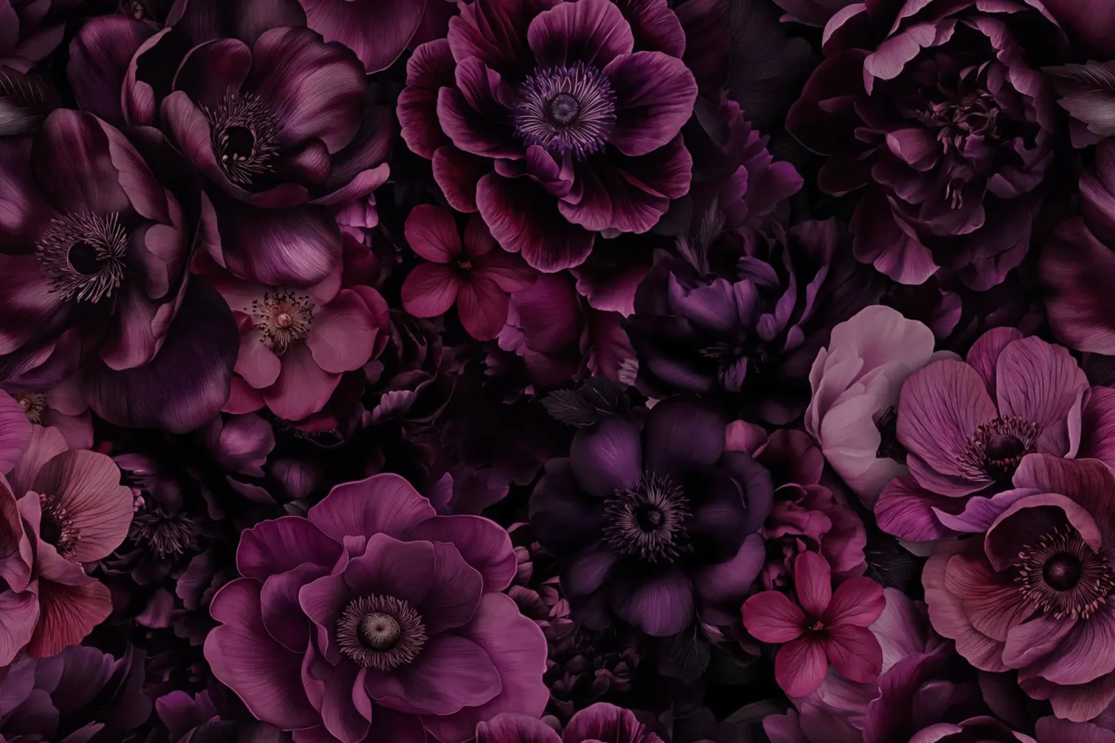 Bloemen Symfonie Mauve Roze acryl van Andrea Haase Floral Passion