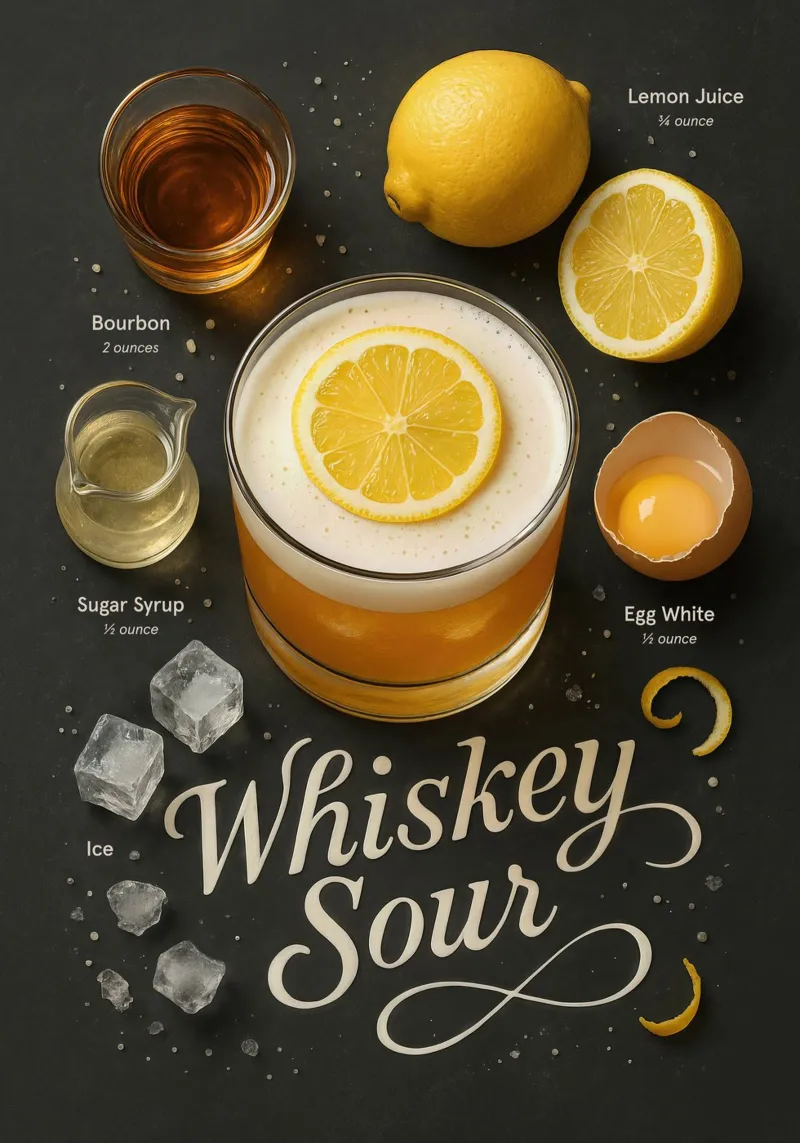 Whiskey Sour Cocktail Poster – Bourbon and Lemon plexiglas de Lootprint