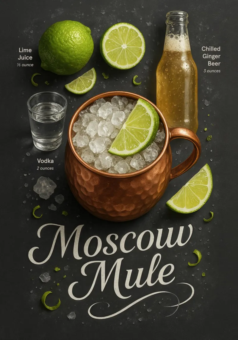 Moscow Mule Poster – Vodka, Lime, and Copper Mug acrylic glass by Lootprint