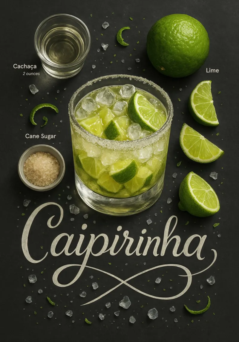 Poster del cocktail Caipirinha - Classico brasiliano al lime fresco tela con Cornice a cassetta da Lootprint