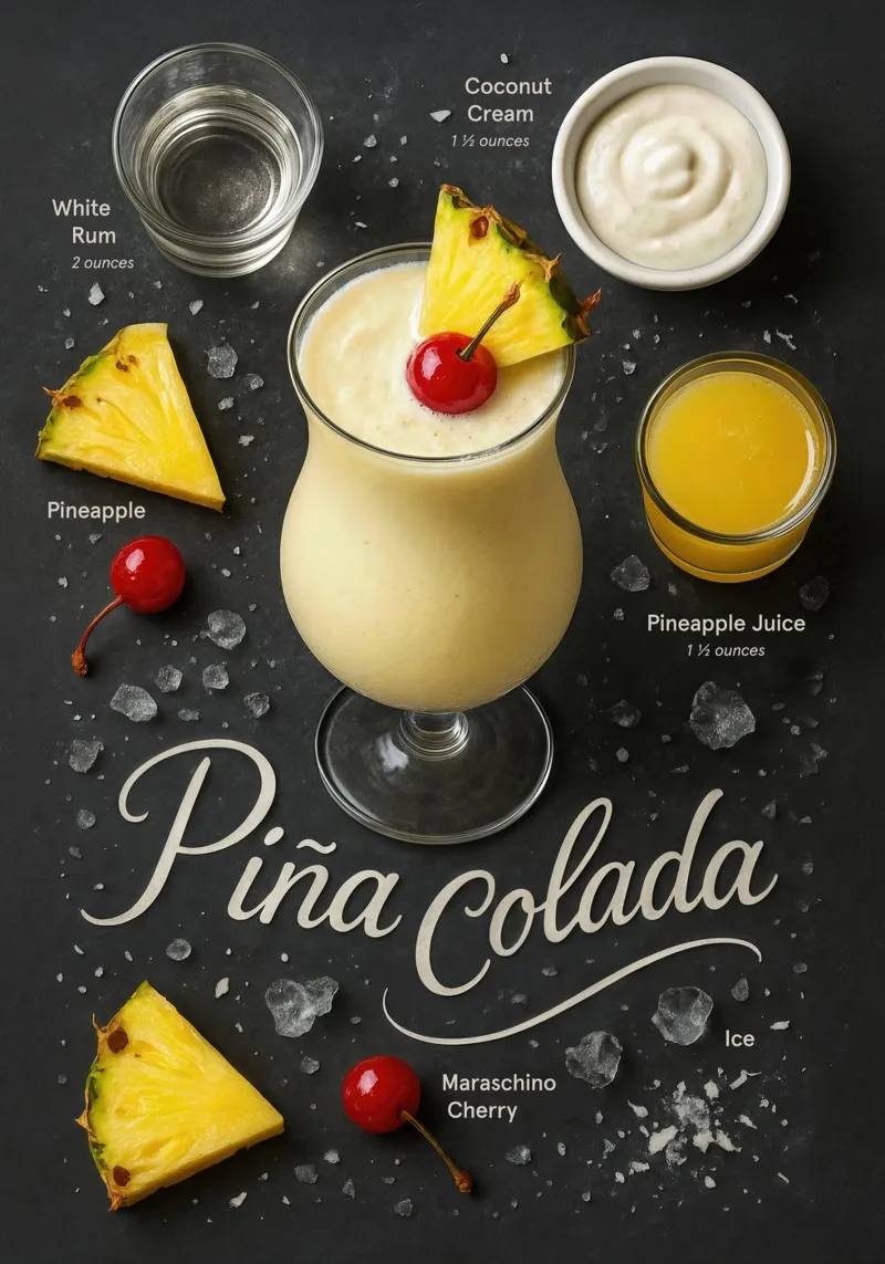 Poster Piña Colada - Ananas tropicale e noce di cocco carta hahnemühle da Lootprint