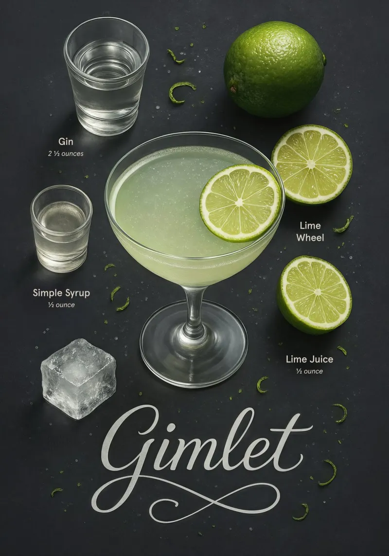 Gimlet Cocktail Poster - Gin en Limoen Minimal Klassiek acryl van Lootprint