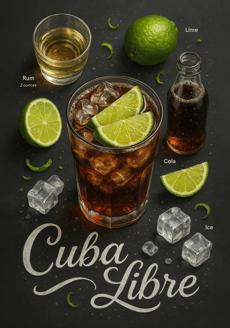 Cuba Libre Poster – Rum, Cola, and Lime Classic carta hahnemühle da Lootprint