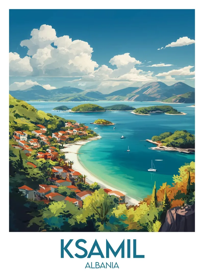 Affiche Ksamil tela con Cornice a cassetta da Frame the World