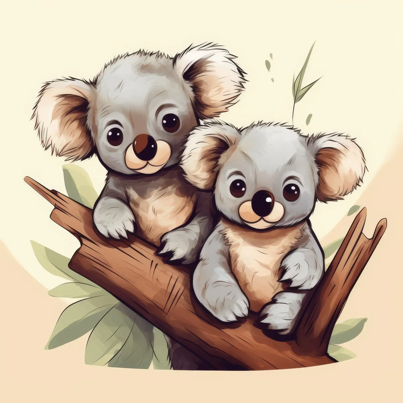 Duo di Koala retrò poster con telaio in alluminio da Funny Animals