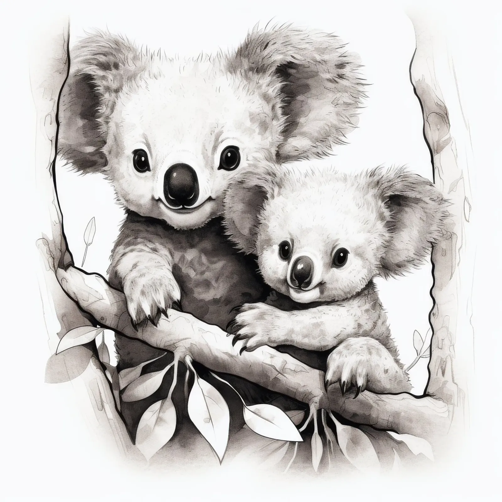 Duo di Koala retrò tela da Funny Animals
