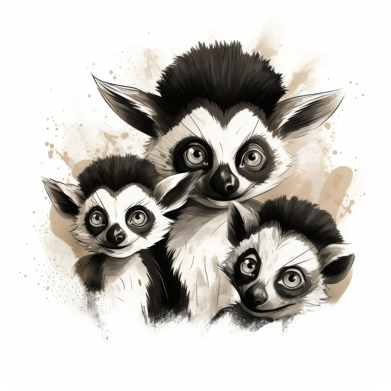 La banda dei lemuri retrò poster con telaio in alluminio da Funny Animals