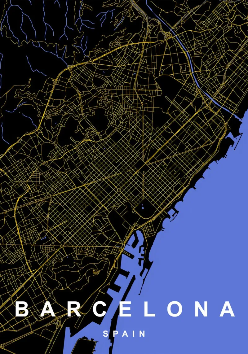 Barcelona Spain City Map Black and Gold poster by Cartographers Library