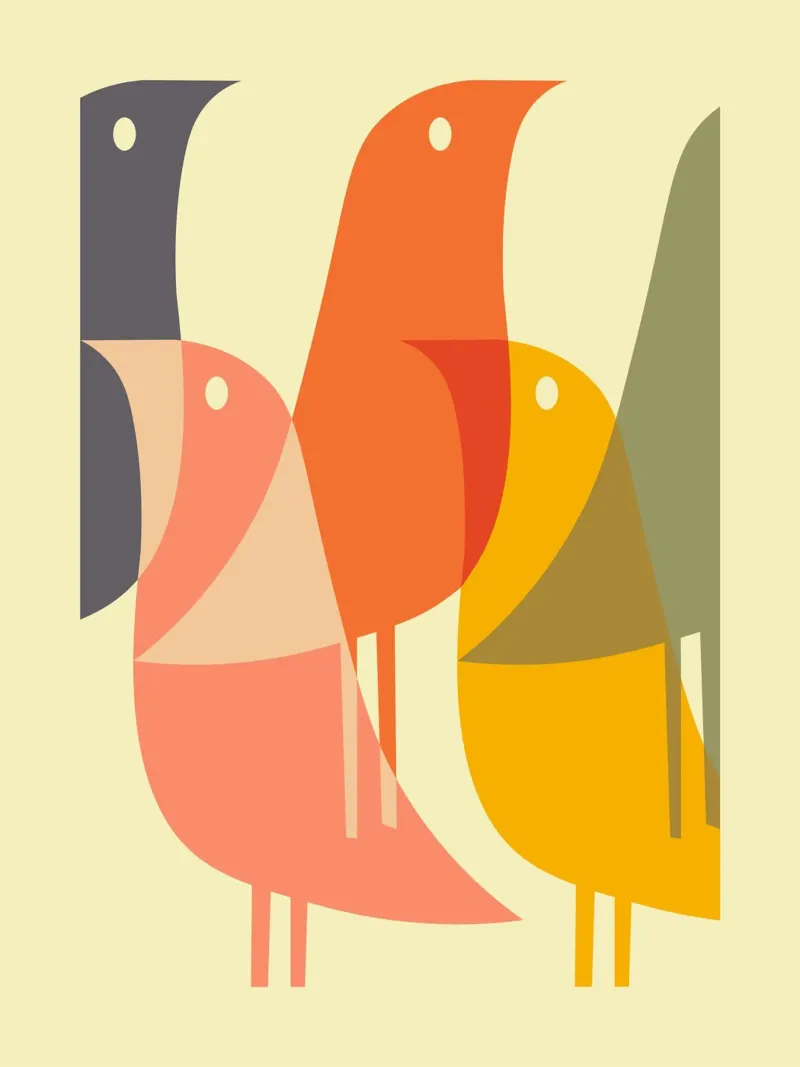 Bird Print - Geometric Art | Pop Culture Print | Mid Century pellicola backlit da Jaffa Orange