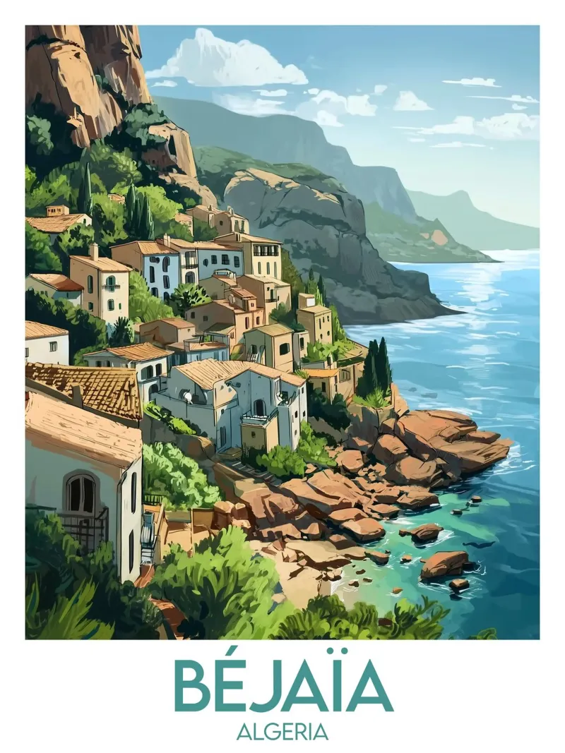 Poster Béjaïa tela con Cornice a cassetta da Frame the World