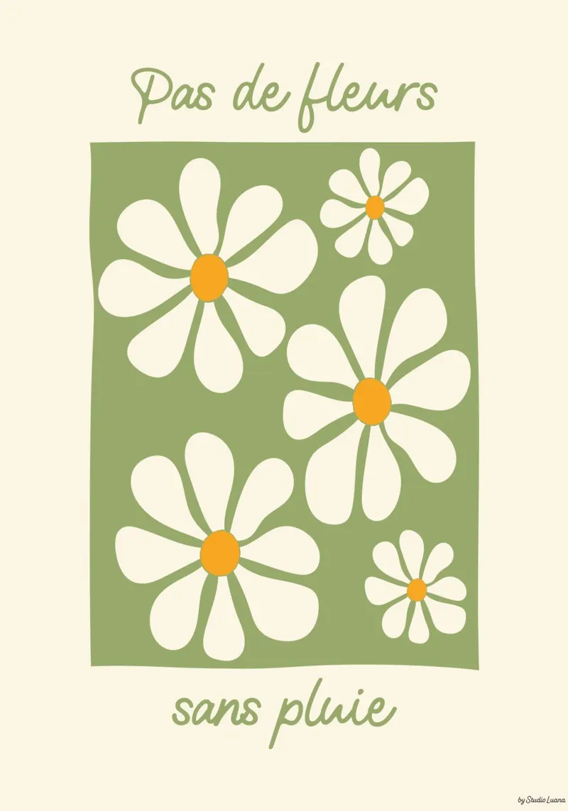 Illustration - Pas de fleurs sans pluie poster with plastic frame by Studio Luana