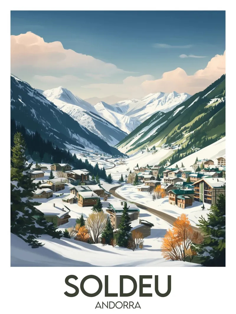 Affiche Soldeu poster con telaio in legno da Frame the World